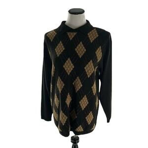 Vintage Alfred Dunner Women Multicolor Shoulder Pad Breathable Knitted Sweater M